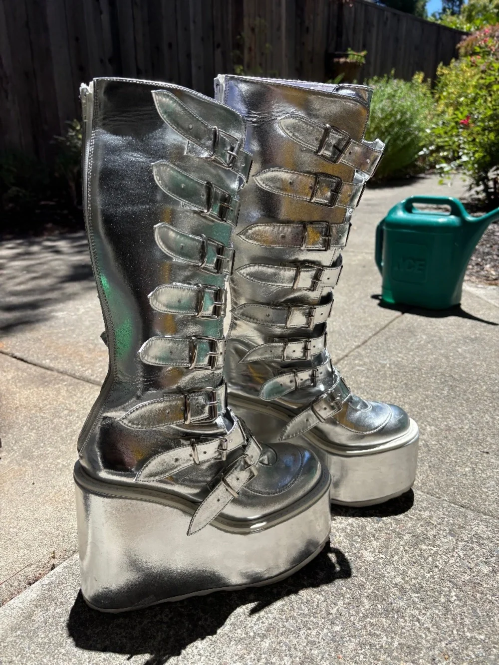 Women’s Silver Platform Boots - sz 10